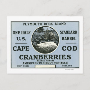 Carte Postale Cape Cod Plymouth Rock Marque Cranberry Étiquette