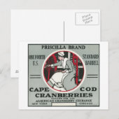 Carte Postale Cape Cod Priscilla Marque Cranberry Étiquette (Devant / Derrière)