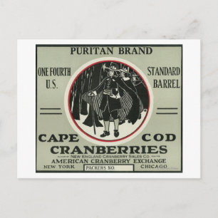 Carte Postale Cape Cod Puritan Marque Cranberry Étiquette