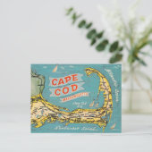 Carte Postale Cape Cod Vintage Map Postcard (Debout devant)
