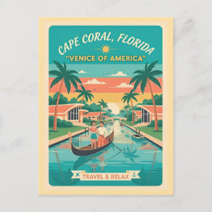 Carte Postale Cape Coral FL – La Venise d'Amérique Rétro 1950