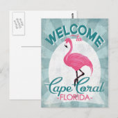 Carte Postale Cape Coral Florida Flamant rose rose Retro (Devant / Derrière)