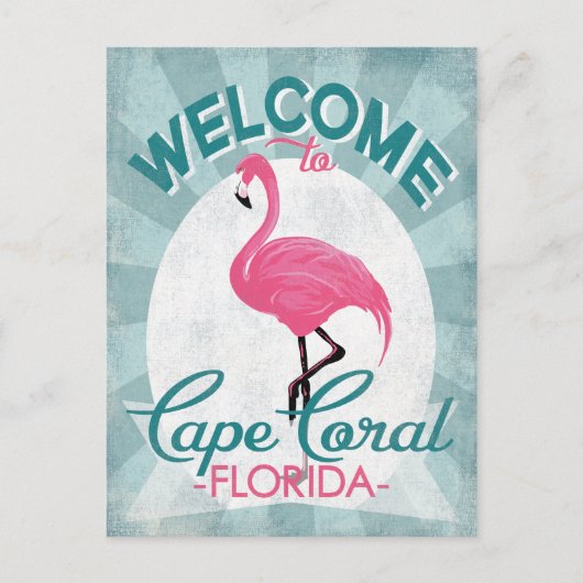 Carte Postale Cape Coral Florida Flamant rose rose Retro (Devant)
