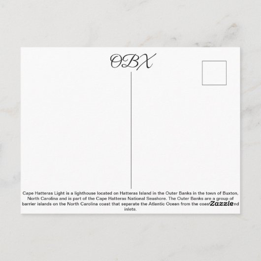 Carte Postale Cape Hatteras (Dos)