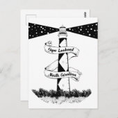 Carte Postale Cape Lookout Lighthouse noir et blanc (Devant / Derrière)