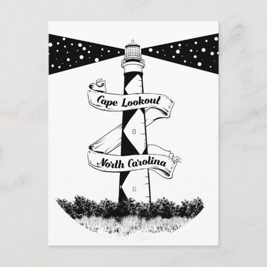 Carte Postale Cape Lookout Lighthouse noir et blanc (Devant)