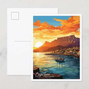 Carte Postale Cape Town Afrique du Sud Art Travel Illustration