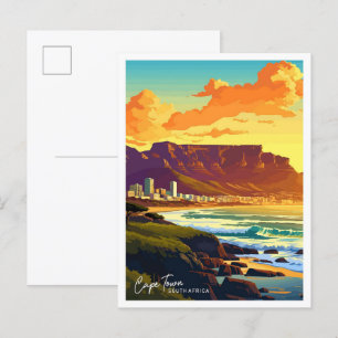 Carte Postale Cape Town Afrique du Sud Voyage illustration Vinta