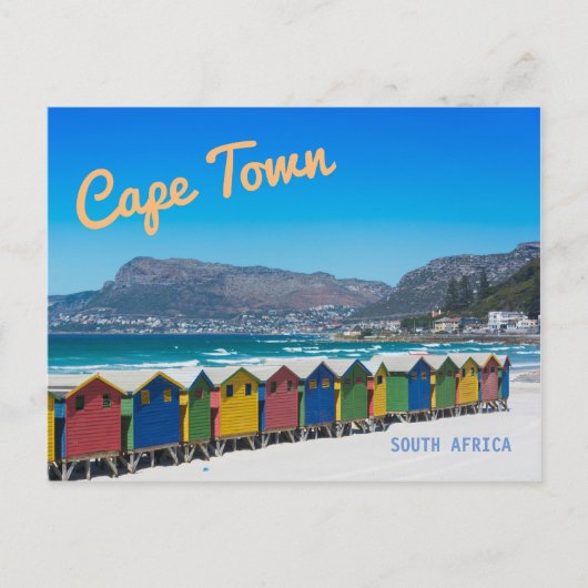 Carte Postale Cape Town - Cabines de plage lumineuses à Muizenbe (Devant)