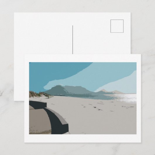 Carte Postale Cape Town Table Mountain Ocean Sketch (Devant / Derrière)