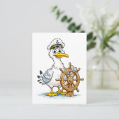 Carte Postale Capitaine de bateau comique mouette (Debout devant)