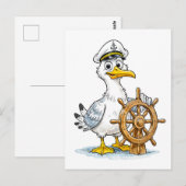 Carte Postale Capitaine de bateau comique mouette (Devant / Derrière)