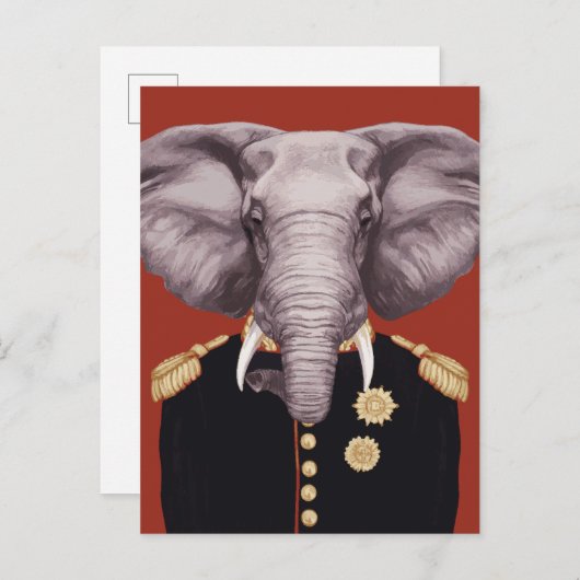 Carte Postale Capitaine Éléphant (Devant / Derrière)