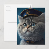 Carte Postale Capitaine pilote chaton (Devant / Derrière)