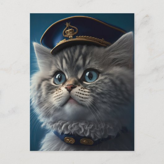 Carte Postale Capitaine pilote chaton (Devant)