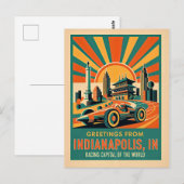 Carte Postale Capitale de la course rétro d'Indianapolis (Devant / Derrière)