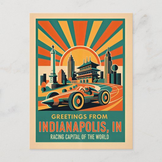 Carte Postale Capitale de la course rétro d'Indianapolis (Devant)