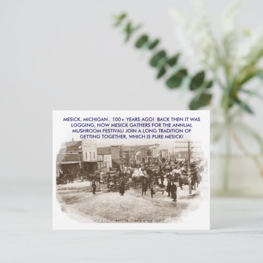 CARTE POSTALE CAPITALE DES CHAMPIGNONS, MESICK, MICHIGAN ~PROMO (Debout devant)