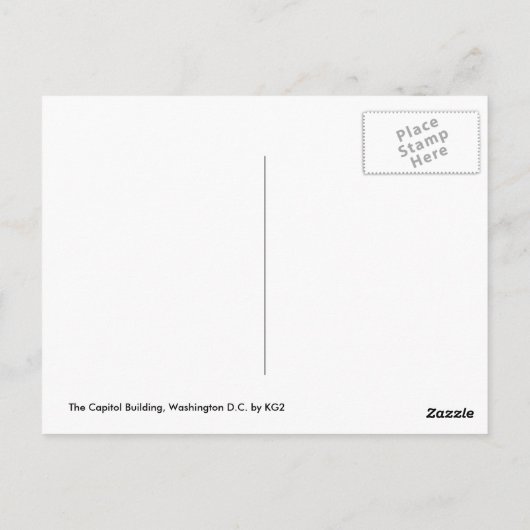 Carte Postale Capitol Building, Washington D.C. (Dos)