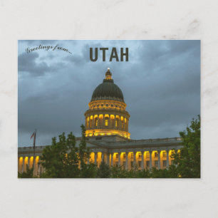 Carte Postale Capitol de l'État de l'Utah la nuit Salt Lake City
