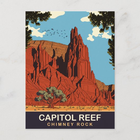Carte Postale Capitol Reef, cheminée de roche, Voyage (Devant)