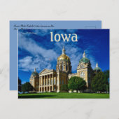 Carte Postale Capitole de l'État de l'Iowa (Devant / Derrière)