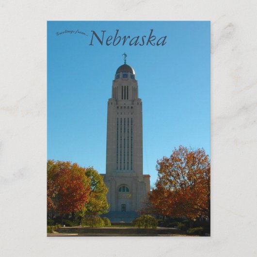 Carte Postale Capitole de l'État du Nebraska à Lincoln Nebraska (Devant)