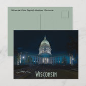 Carte Postale Capitole de l'État du Wisconsin Madison Wisconsin (Devant / Derrière)