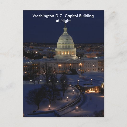 Carte Postale Capitole de Washington D.C. dans la nuit d'hiver (Devant)