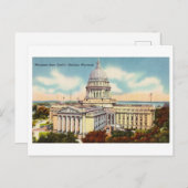 Carte Postale Capitole d'Etat vintage à Madison, Wisconsin (Devant / Derrière)