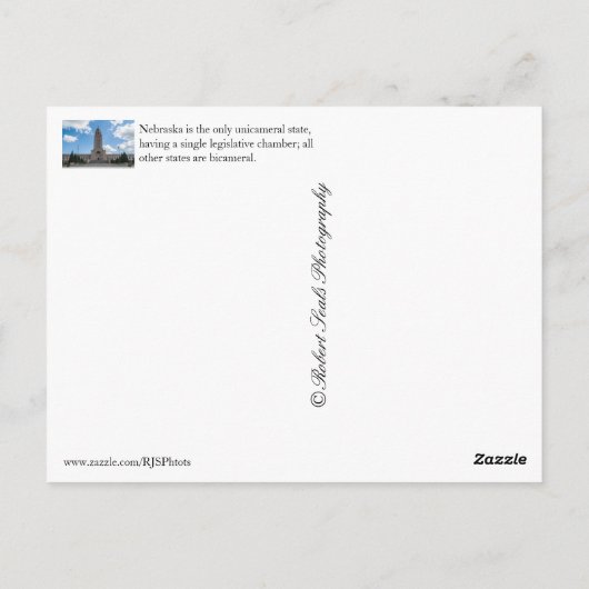 Carte Postale Capitole du Nebraska (Dos)