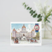 Carte Postale Capitole vintage de l'Iowa avec phoque (Debout devant)