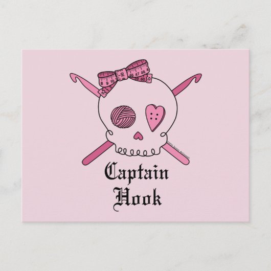 Carte Postale Capot Capot Crâne & Crochet crochets (Pink Back) (Devant)