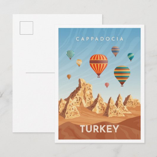Carte Postale Cappadoce Turquie Illustration Vintage voyage d'ar (Devant / Derrière)