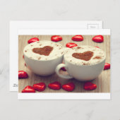 Carte Postale Cappuccino Aime Les Coeurs Chocolat (Devant / Derrière)