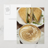 Carte Postale Cappuccino et déjeuner panini (Devant / Derrière)