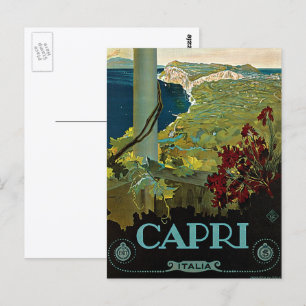 Carte Postale Capri, Italie, Art de l'affiche de voyage vintage 