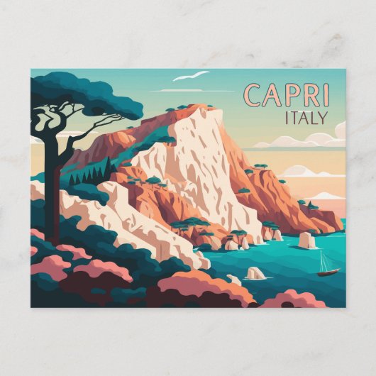 Carte Postale Capri Italie Citron Méditerranée île Rétro (Devant)