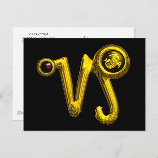 Carte Postale CAPRICORN GOLD ZODIAC BIJOU D'ANNIVERSAIRE, Onyx N (Devant / Derrière)