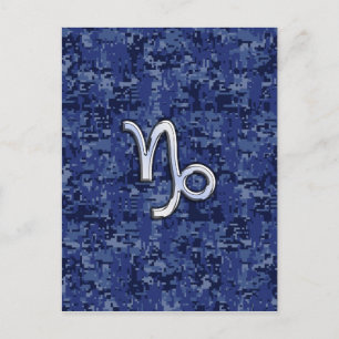 Carte Postale Capricorn Zodiac Connexion bleu marine camo numéri