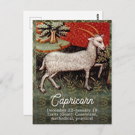 Carte Postale Capricorne chèvre signe Zodiac fête d'anniversaire (Devant / Derrière)