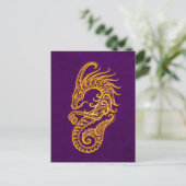 Carte Postale Capricorne jaune complexe Zodiac sur violet (Debout devant)