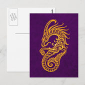 Carte Postale Capricorne jaune complexe Zodiac sur violet (Devant / Derrière)