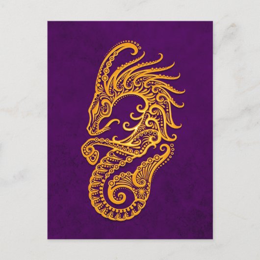 Carte Postale Capricorne jaune complexe Zodiac sur violet (Devant)