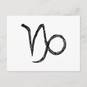 Carte Postale Capricorne. Panneau astrologie zodiaque. Noir.