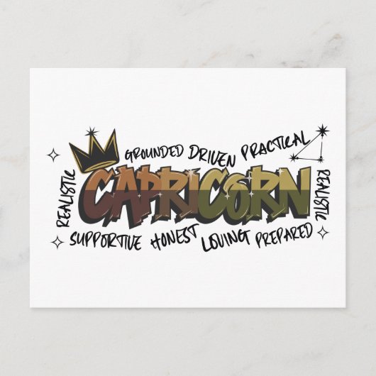 Carte Postale Capricorne Zodiaque Graffiti (Devant)