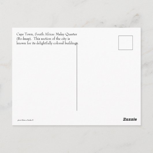 Carte Postale Capte Town, Afrique du Sud (Dos)