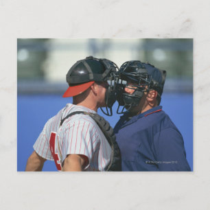 Carte Postale Capteur de baseball et juge-arbitre Argument