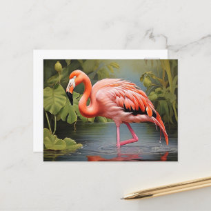 Carte Postale Captivant le Flamant rose Vintage IA-Art peinture