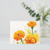 Carte Postale Capucines à l'aquarelle en orange et jaune (Debout devant)